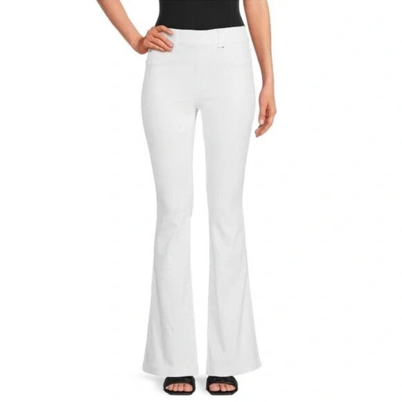 SPANX Jeans High Rise Flare Leg Pull On White Plus Size 1X - Picture 1 of 9